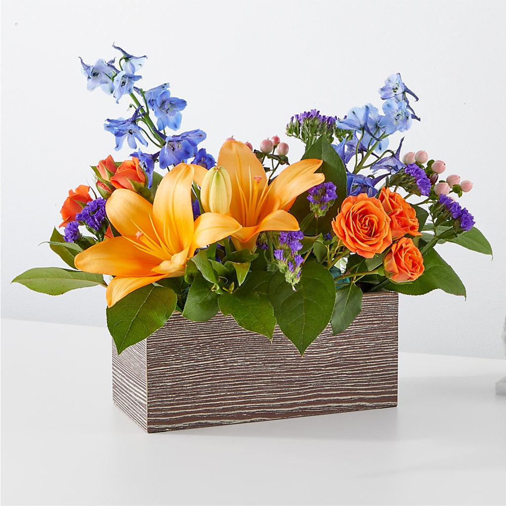 Radiant Citrus Box Bouquet – Piedmont Florist, Piedmont MO