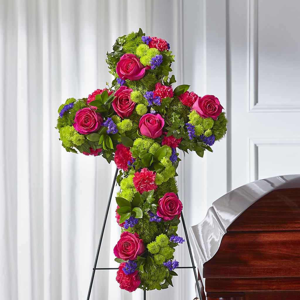 Tribute Rose Floral Cross – Piedmont Florist, Piedmont MO