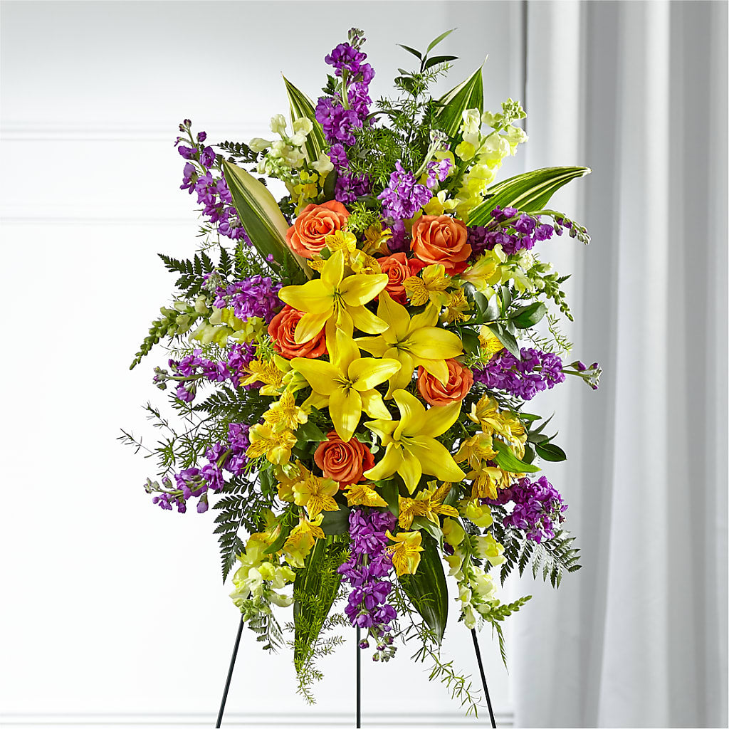 Thoughtful Prayers Standing Spray – Piedmont Florist, Piedmont MO