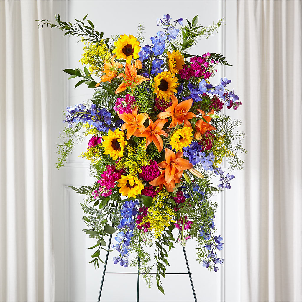 Sunlit Memories Standing Spray (Standard) – Piedmont Florist, Piedmont MO