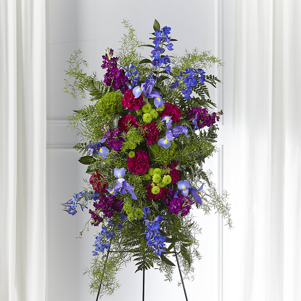 Heavenly Skies Standing Spray – Piedmont Florist, Piedmont MO
