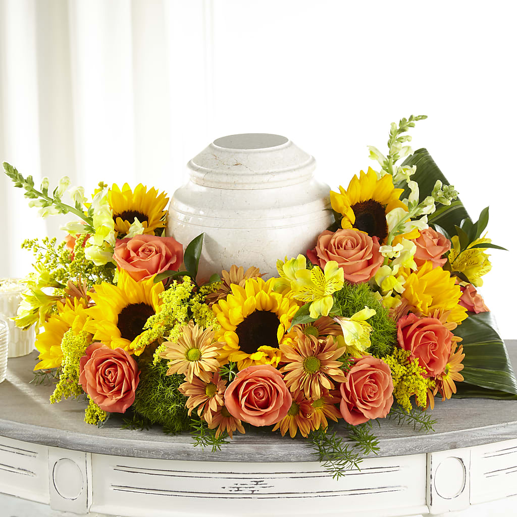 Faithful Sunflower Cremation Adornment – Piedmont Florist, Piedmont MO