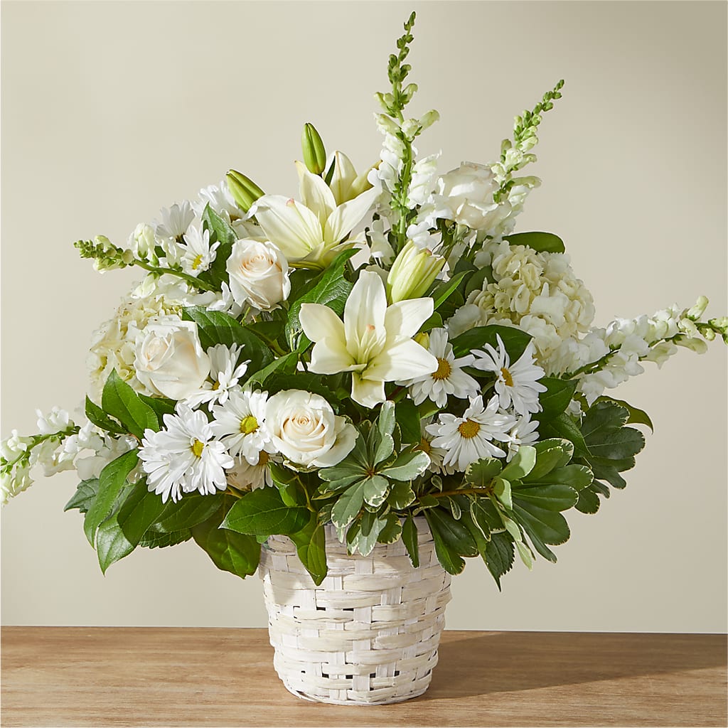 Ivory Elegance Floral Basket – Piedmont Florist, Piedmont MO