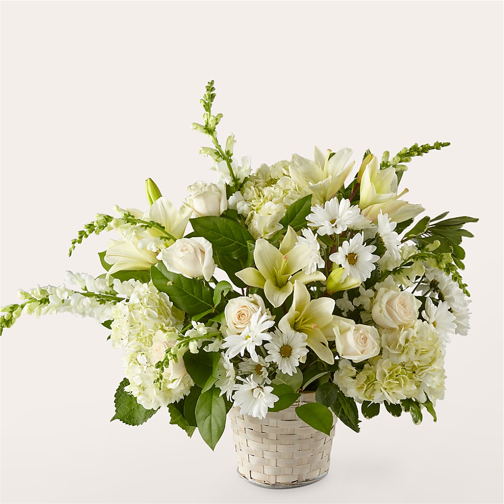 Ivory Elegance Floral Basket – Piedmont Florist, Piedmont MO