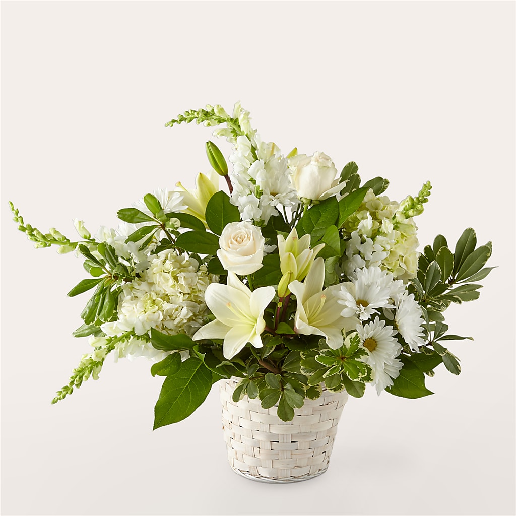 Ivory Elegance Floral Basket – Piedmont Florist, Piedmont MO