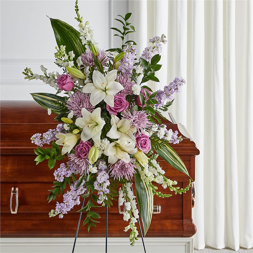 Grateful Hearts Standing Spray – Piedmont Florist, Piedmont MO