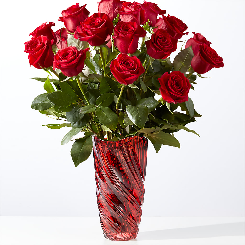 Classic Love Red Rose Bouquet with Luxe Swirl Vase – Piedmont Florist, Piedmont MO