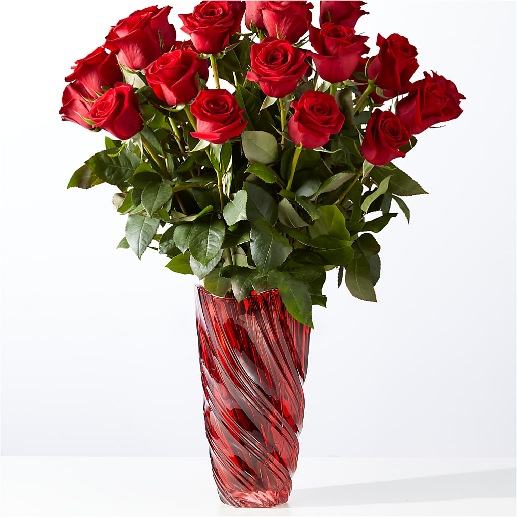 Classic Love Red Rose Bouquet with Luxe Swirl Vase – Piedmont Florist, Piedmont MO