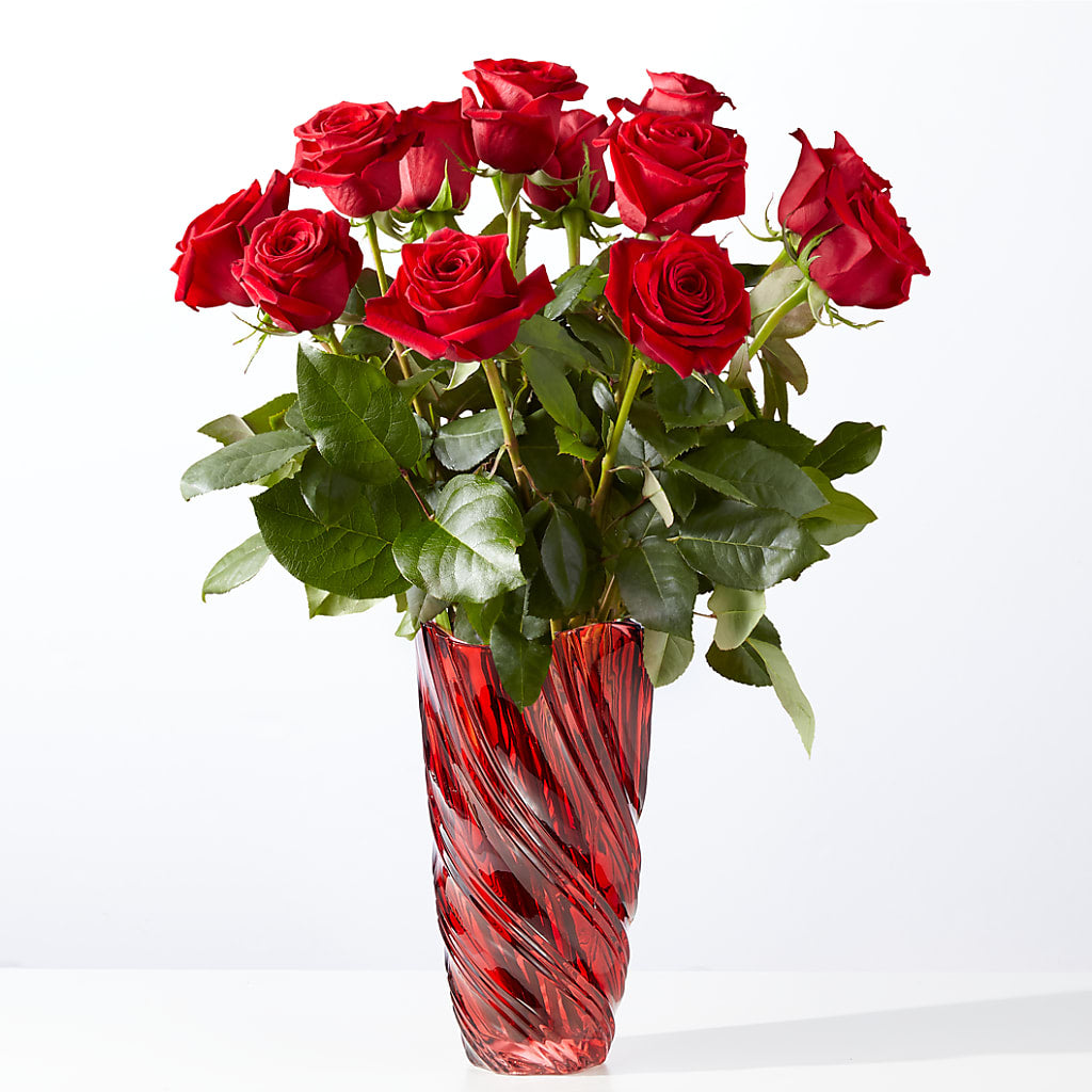 Classic Love Red Rose Bouquet with Luxe Swirl Vase – Piedmont Florist, Piedmont MO