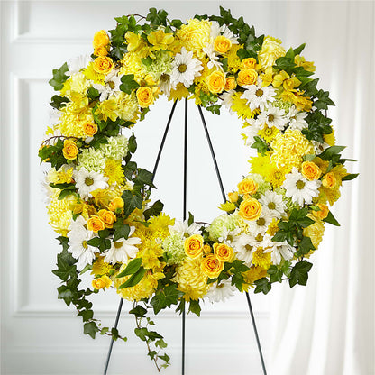 Golden Remembrance Wreath –  Piedmont Florist, Piedmont MO