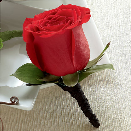 Red Rose Boutonniere –  Piedmont Florist, Piedmont MO