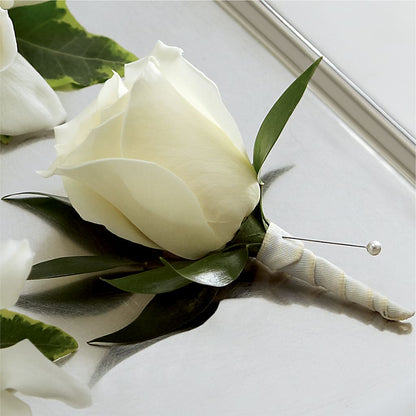 White Rose Boutonniere –  Piedmont Florist, Piedmont MO